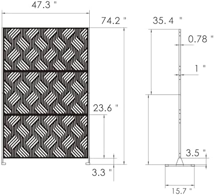 kozyard metal privacy screen 74" h x 47.2" shown in use