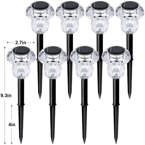 Solar Lights Outdoor 8 Pack Color Changing Mushroom Garden Lights | Waterproof Pathway Yard Walkway Landscape Path Lighting for Outside, Auto On/Off Decorations, Acrylic Diamond-like Lampshade