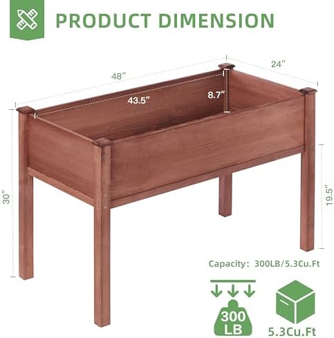 48x24x30 inch raised garden bed with legs, elevated, close-up detail