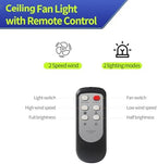 17'' ceiling fan with light and remote, 10800mah, front angle view