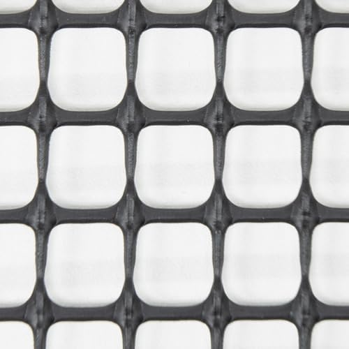 heavy-duty plastic mesh netting, black, 35.4 x 197 shown in use