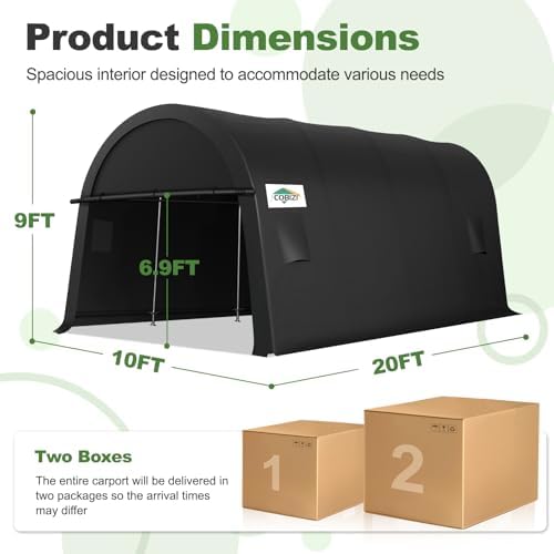 cobizi carport canopy 10x20 heavy duty portable garage shown in use