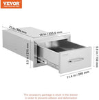 vevor outdoor kitchen drawers 14"w x 8.5"h x, close-up detail