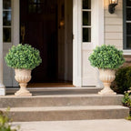 2 sets artificial boxwood topiary ball trees for, front angle view