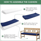 summsun outdoor bench cushion pad, 48 x 18, front angle view