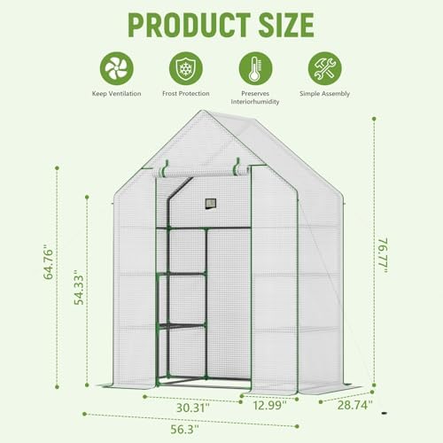 walk in greenhouses, 57 x 29 x 76 shown in use