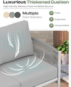 aluminum outdoor patio furniture set with dual-layer coffee showing dimensions