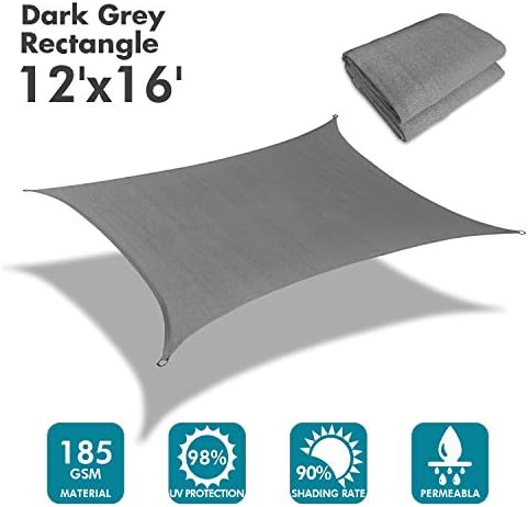 kanagawa 12'x16' sun shade sail dark gray curved shown in use