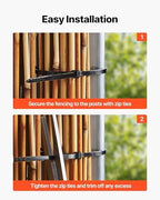 vevor natural reed fencing, 4 ft x 16.4 showing dimensions