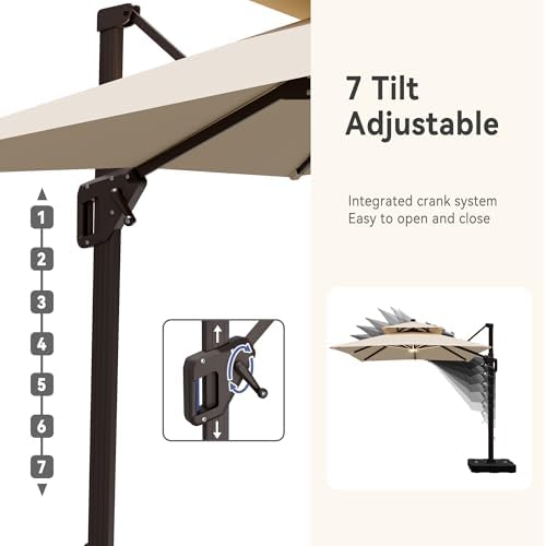 9' x 12' cantilever patio outdoor umbrella with showing dimensions