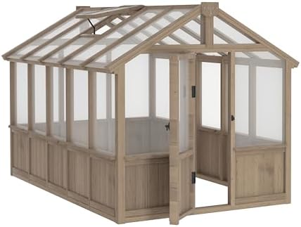 mupater 6'x10' wooden greenhouse for outdoor, heavy duty, package contents