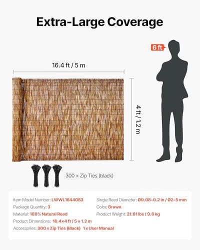 vevor natural reed fencing, 4 ft x 16.4 on a desk or shelf