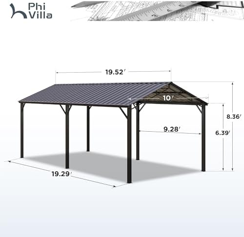 phi villa 10x20ft carport metal heavy duty carports, package contents