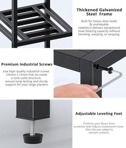 metal heavy duty plant stand indoor outdoor,10 tier, front angle view