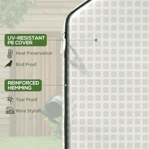 outsunny 4.6' x 4.7' portable greenhouse walk-in water/uv, side view