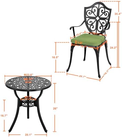 nuu garden outdoor 3-piece bistro set with cushions, package contents