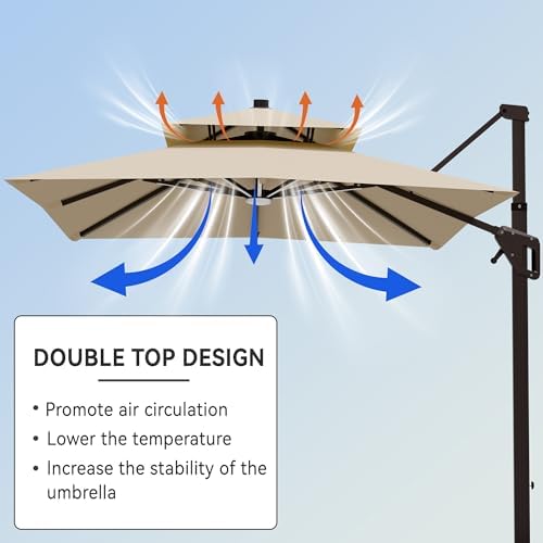 9' x 12' cantilever patio outdoor umbrella with on a desk or shelf