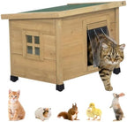 agitree outdoor wooden pet house, weatherproof winter shelter, main product view