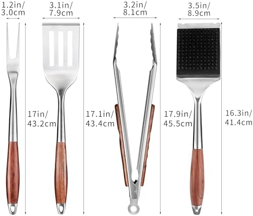 fjnatinh heavy-duty grilling accessories rose wooden bbq grilling, view 9