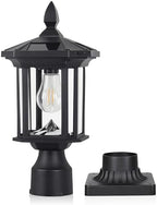 Solar Post Light, Outdoor Waterproof LED Pillar Lights with Glass and Pier Mount Base Solar Lamp Post Light ST4368Q Fits 6x6 Wooden Posts for Gates Yard Pole Column Garden Deck Pathway Driveway