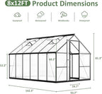 polar aurora 8x12 ft outdoor walk-in polycarbonate greenhouse shown in use