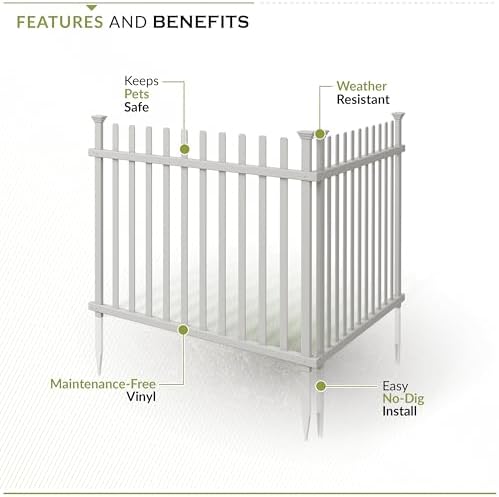 zippity burbank picket fence panels, white vinyl diy, close-up detail