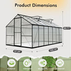 8x14ft green house with thermometers, large aluminum greenhouse shown in use
