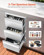 vevor outdoor kitchen drawers 14.7"w x 25.4"h x, side view