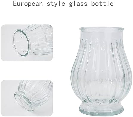 artificial peonies silk flowers in glass vase faux, side view