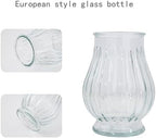 artificial peonies silk flowers in glass vase faux, side view