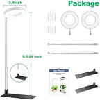 Aokrean Grow Lights for Indoor Plants, 3.5in Full Spectrum with Base 2 Pack | 48LEDs Halo Plant Light for Small Plants, Base/Soil Insert, 6.5-26in Adjustable, 3 Spectra, 3/9/12H Timer, 10 Brightness