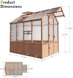 modern shade everbloom 6.5'x8' wooden greenhouse, 8' extra-tall, close-up detail