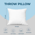 utopia bedding throw pillows, decorative 17x17 pillow inserts, side view
