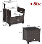 tangkula 3 pieces patio furniture set, pe rattan, side view