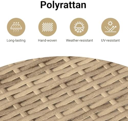 vidaxl patio table beige 70.9"x35.4"x29.5" poly rattan acacia showing dimensions