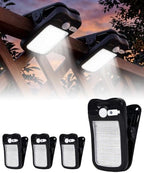 4 Pack Clip On Solar Lights Outdoor - Waterproof Solar Clip Light with Motion Sensor, USB & Solar Powered Clamp Lights for Fence Garage Gutter