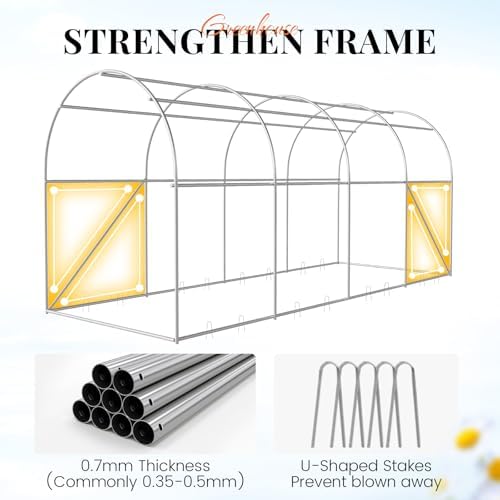 king bird premium 15x7x7ft greenhouse for outdoors, galvanized, side view