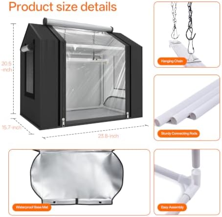 bstrip small greenhouse, gm3 indoor greenhouse with grow, front angle view