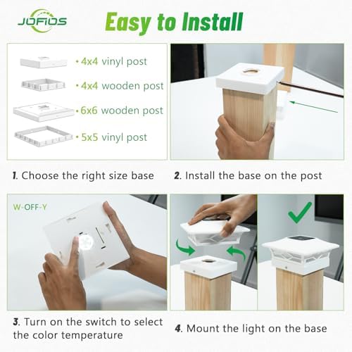jofios solar fence post lights 6pack, cap lights on a desk or shelf