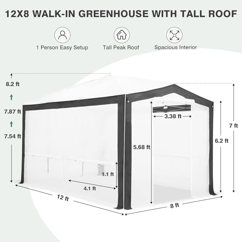 eagle peak 12x8 walk in pop up greenhouse, close-up detail