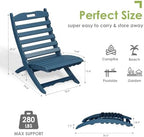 GREENVINES Folding-Xavier-Adirondack-Chairs Set of 2, HDPE Plastic, Blue | No Assembly Needed | Portable | All Weather | Low Maintenance for Fire Pit Outdoor Poolside In-pool Patio Deck | Wave