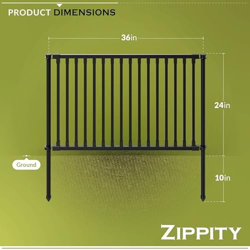 zippity 24in zurich fence kit, poly-steel diy no showing dimensions