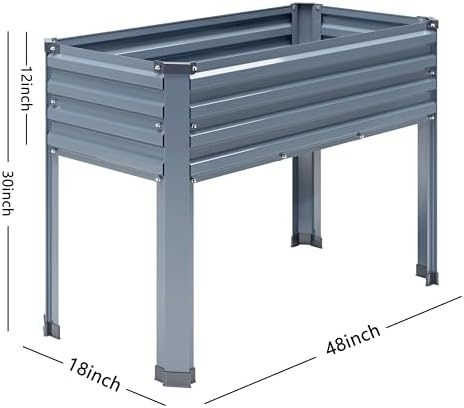 diiyiv 2pcs galvanized raised garden bed with legs,2pcs, side view