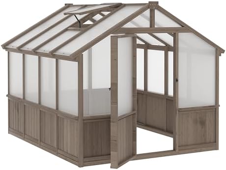 veikou 8’x8’ greenhouses for outdoors, walk-in wood greenhouse, view 9
