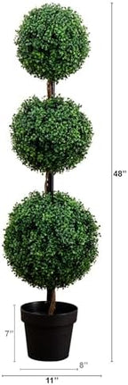 nearly natural 4 ft artificial triple ball boxwood, close-up detail