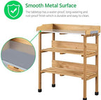 yaheetech potting bench outdoor console table w/3-tier storage,natural on a desk or shelf