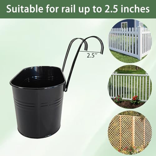 10" metal hanging planter for railing with detachable showing dimensions