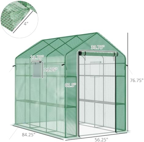 outsunny 7' x 5' x 6' walk-in greenhouse on a desk or shelf