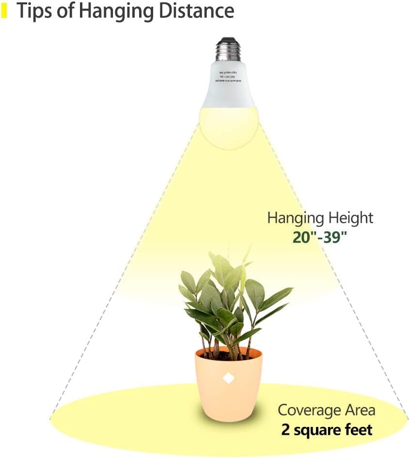 3 Pack Full Spectrum Grow Light Bulbs,A19 Grow Lights for Indoor Plants,Dimmable E26 9W Grow Bulb Replace up to 100W,Plant Lights for Indoor Growing,Flowers,Greenhouse,Indore
