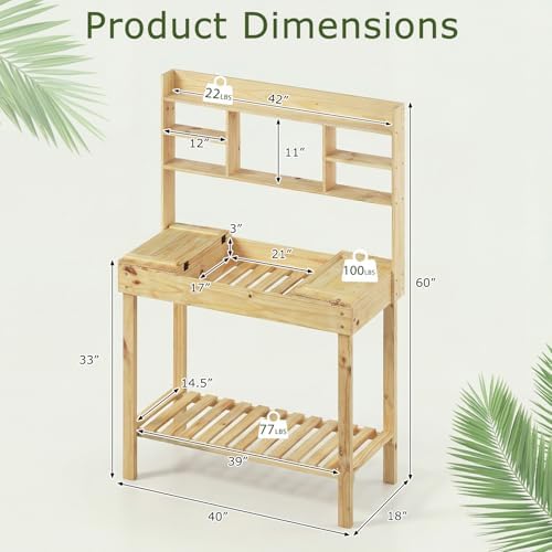giantex potting bench, outside solid wood potting table, package contents